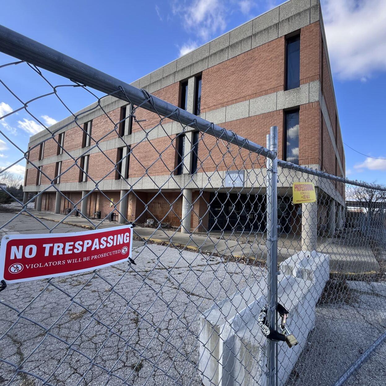 Urban Government Center building with fence